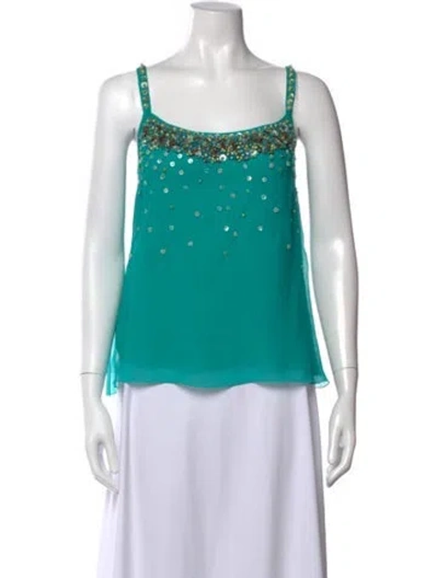 Pre-owned La Perla Silk Patterned Top In Green