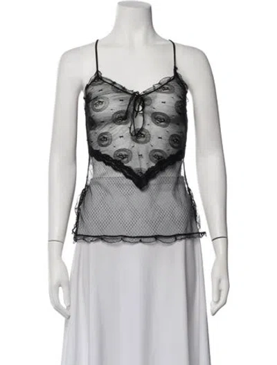 Pre-owned La Perla Silk Patterned Top W/ Tags In Black