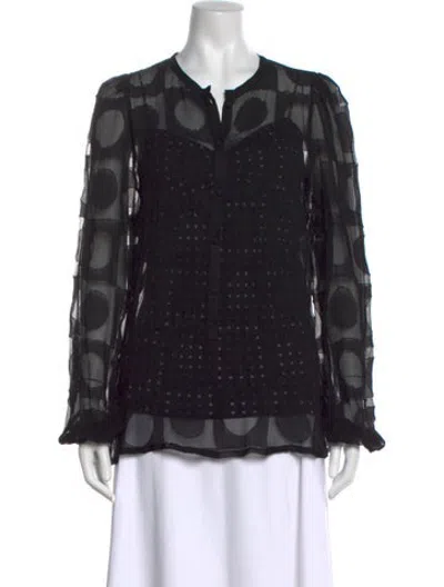 Pre-owned La Perla Silk Polka Dot Print Blouse In Black