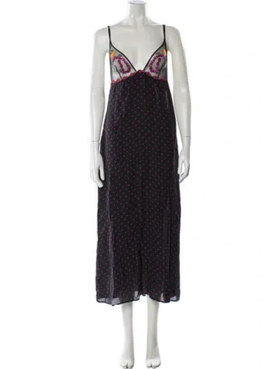 Pre-owned La Perla Silk Polka Dot Print Nightgown In Black