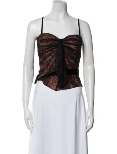 Pre-owned La Perla Silk Printed Crop Top In Black