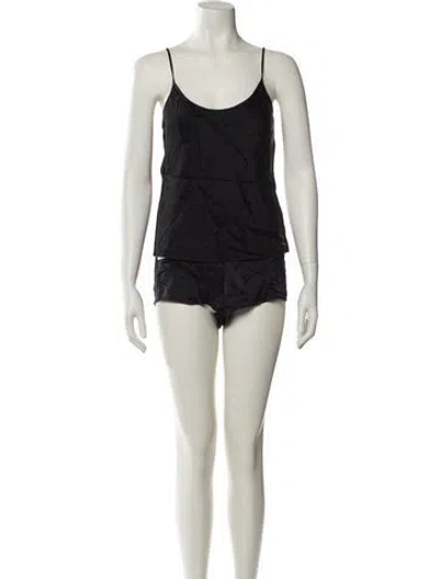Pre-owned La Perla Silk Printed Short Set In Black