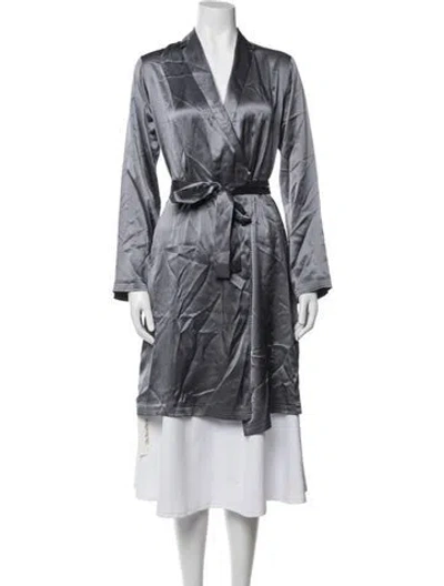 Pre-owned La Perla Silk Robe In Gray