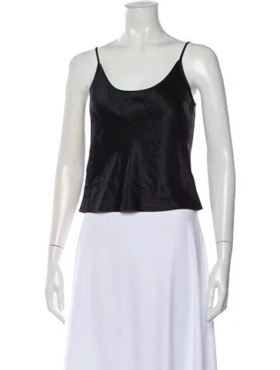 Pre-owned La Perla Silk Scoop Neck Top In Black