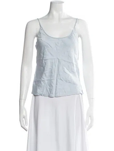 Pre-owned La Perla Silk Scoop Neck Top In Blue
