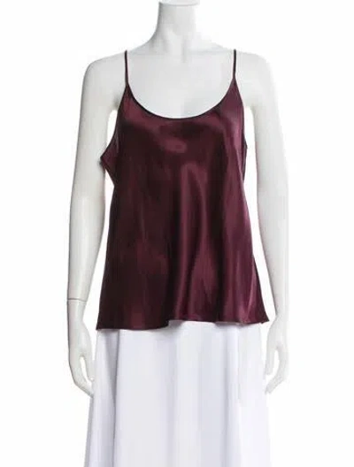 Pre-owned La Perla Silk Scoop Neck Top In Burgundy