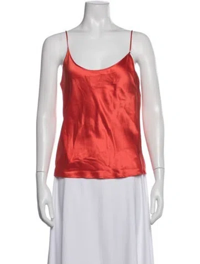 Pre-owned La Perla Silk Scoop Neck Top In Orange
