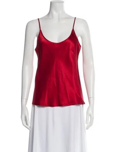 Pre-owned La Perla Silk Scoop Neck Top In Red