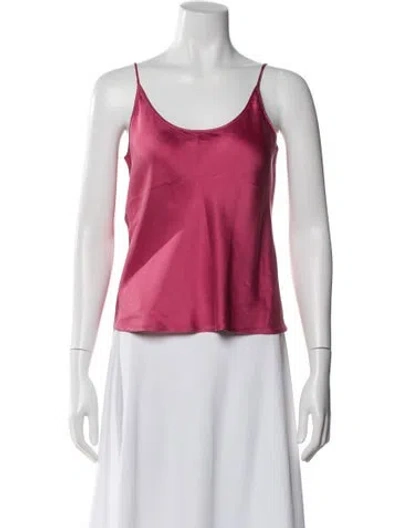 Pre-owned La Perla Silk Scoop Neck Top In Red