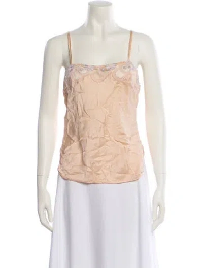 Pre-owned La Perla Silk Square Neckline Top In Neutral