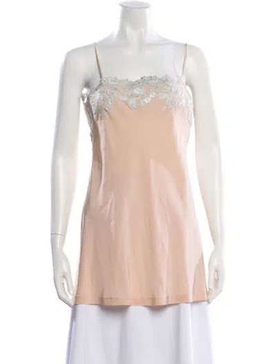 Pre-owned La Perla Silk Square Neckline Top In Pink