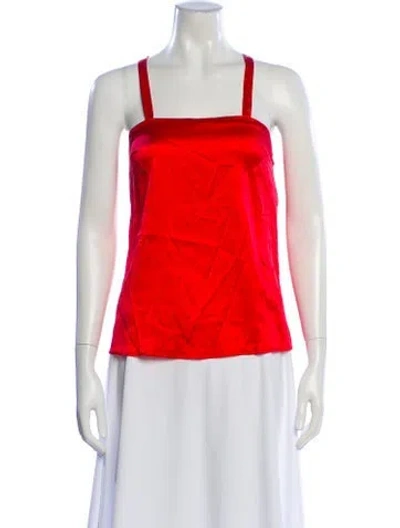 Pre-owned La Perla Silk Square Neckline Top In Red