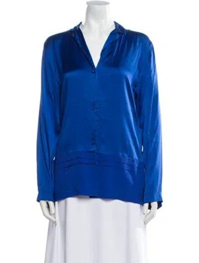 Pre-owned La Perla Silk V-neck Blouse In Blue