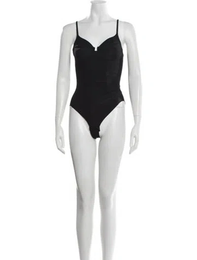 Pre-owned La Perla Silk V-neck Bodysuit In Black