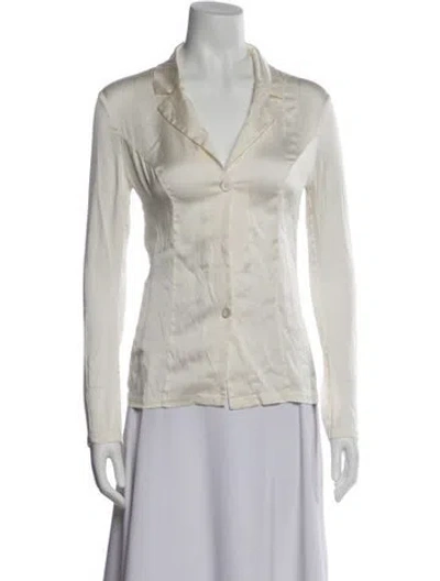 Pre-owned La Perla Silk V-neck Button-up Top In Neutral