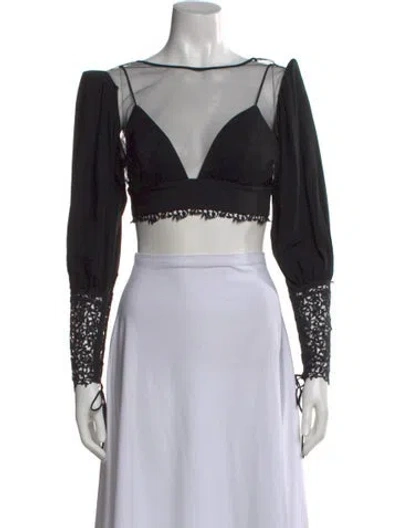 Pre-owned La Perla Silk V-neck Crop Top In Black