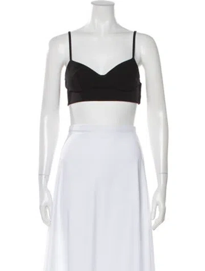 Pre-owned La Perla Silk V-neck Crop Top In Black