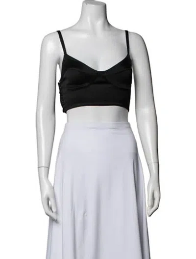 Pre-owned La Perla Silk V-neck Crop Top In Blue