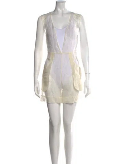 Pre-owned La Perla Silk V-neck Jumpsuit In Neutral