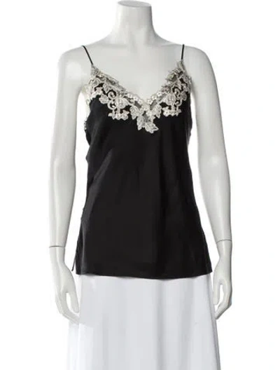 Pre-owned La Perla Silk V-neck Top In Black