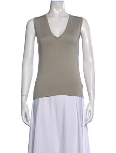 Pre-owned La Perla Silk V-neck Top In Grey