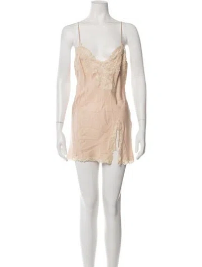 Pre-owned La Perla Silk V-neck Top In Neutrals