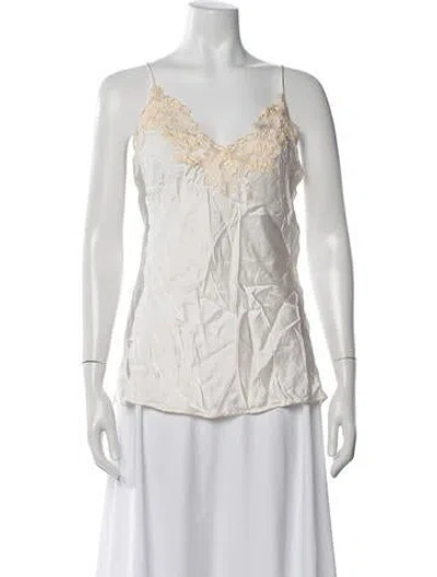 Pre-owned La Perla Silk V-neck Top In Neutrals