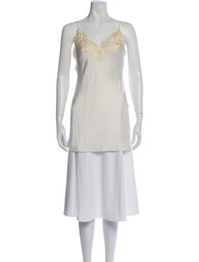 Pre-owned La Perla Silk V-neck Top In White