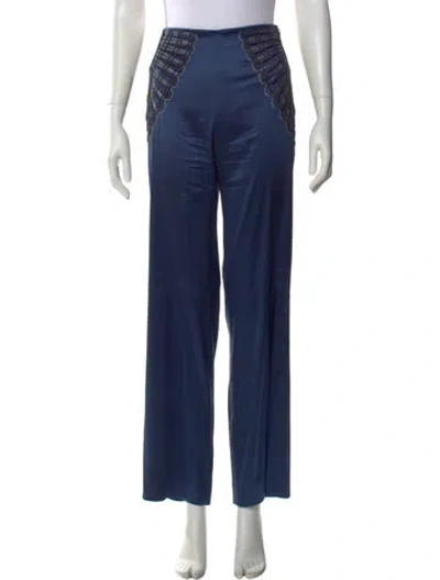 Pre-owned La Perla Silk Wide Leg Pants In Blue