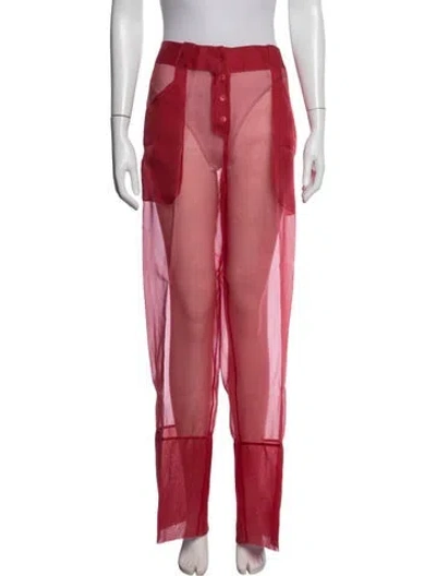 Pre-owned La Perla Silk Wide Leg Pants In Red