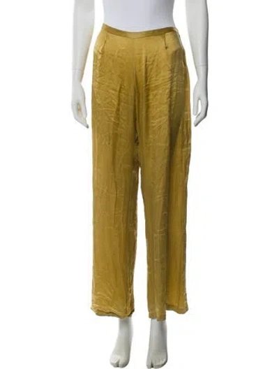Pre-owned La Perla Silk Wide Leg Pants In Yellow