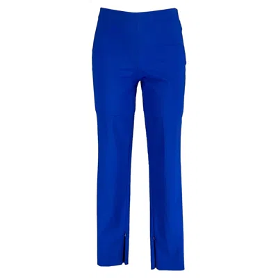 Pre-owned La Perla Size 2 Blue Cobalt Virgin Wool Blend Narrow Leg Dress Pants