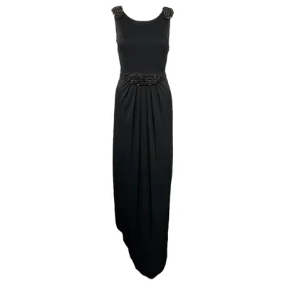 Pre-owned La Perla Size 8 Black Viscose Blend Beaded Sleeveless Long Dress