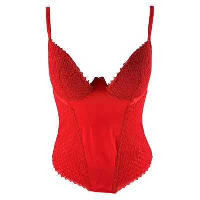 Pre-owned La Perla Size S Red Polyamide Blend Textured Corset Dress Top