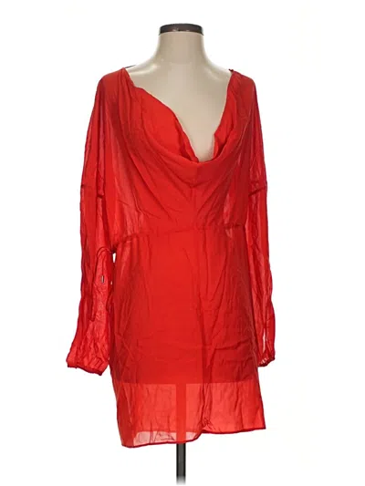 Pre-owned La Perla Sleeveless Silk Top Red Plunge Neckline Tops