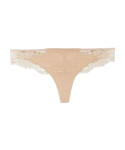 La Perla Souple Lace Brazilian Thongs In Nude