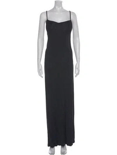 Pre-owned La Perla Square Neckline Long Dress In Gray