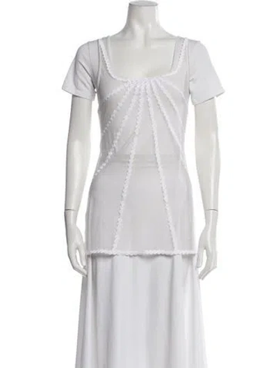 Pre-owned La Perla Square Neckline Short Sleeve Top In White