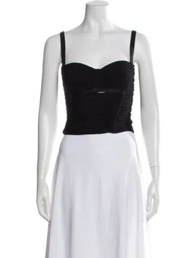 Pre-owned La Perla Square Neckline Sleeveless Crop Top In Black