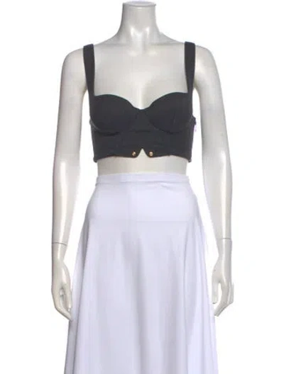 Pre-owned La Perla Square Neckline Sleeveless Crop Top W/ Tags In Gray