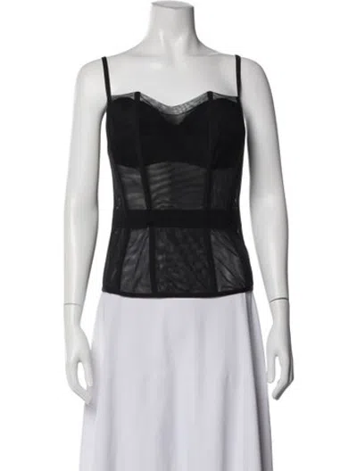 Pre-owned La Perla Square Neckline Sleeveless Top In Black