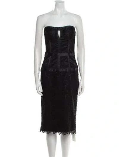 Pre-owned La Perla Strapless Knee-length Dress In Black