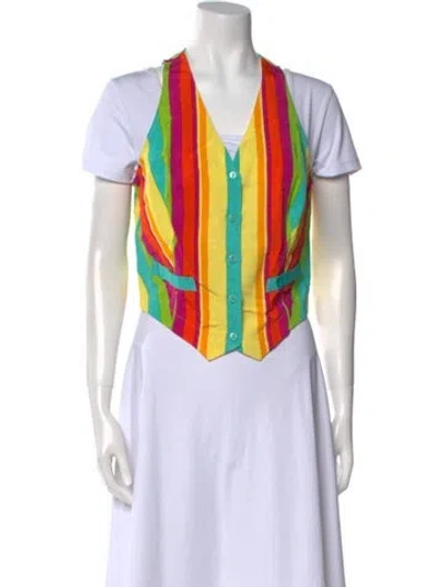 Pre-owned La Perla Striped V-neck Blouse In Multi