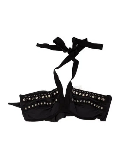 Pre-owned La Perla Studded Accents Top In Black