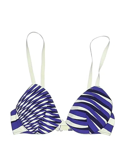 Pre-owned La Perla Swimsuit Top Blue Stripes Pattern Swimwear