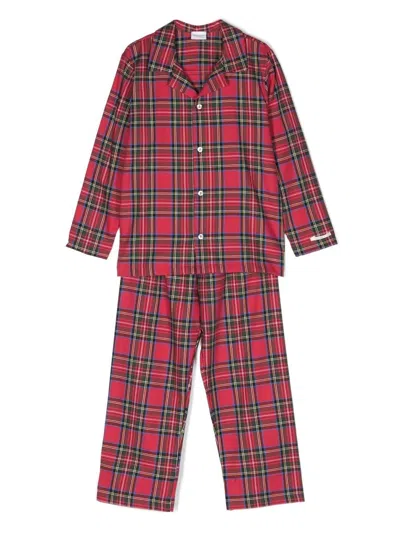La Perla Kids' Tartan Long-sleeve Pyjamas In 红色