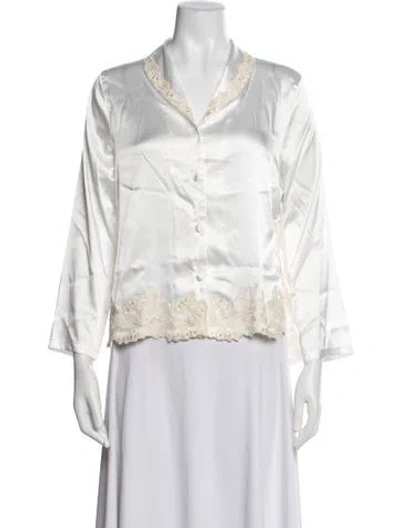 Pre-owned La Perla Three-quarter Sleeve Top In White