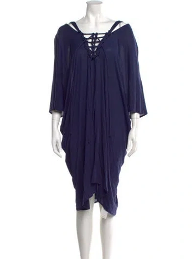 Pre-owned La Perla Tie Neck Long Dress In Blue