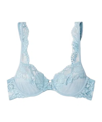 La Perla Tres Souple Leavers Lace And Tulle Underwired Bra In Blue