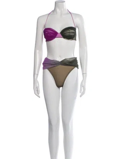Pre-owned La Perla Vintage 1990's Bikini In Green/purple